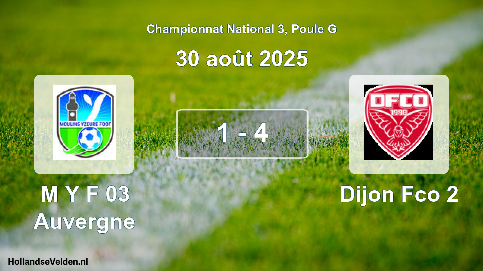 Gespeelde wedstrijd: M Y F 03 Auvergne - Dijon Fco 2 1 - 4 (30 augustus 2025)