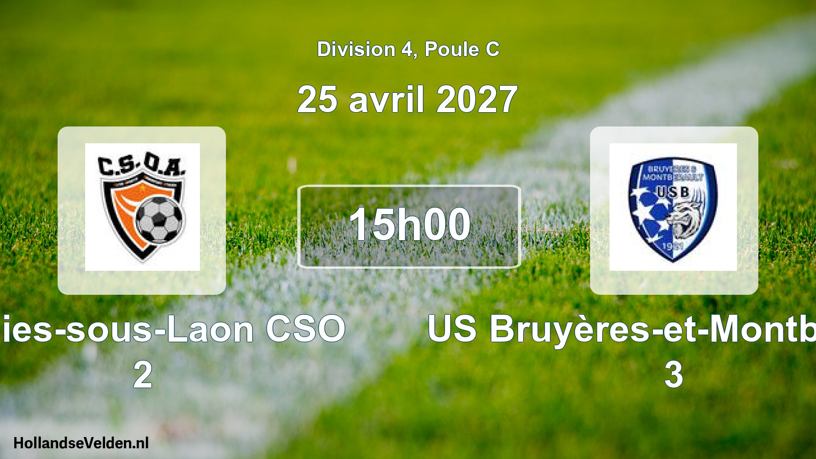 Scheduled Match: Athies-sous-Laon CSO 2 - US Bruyères-et-Montbérault 3 (25 April 2027)