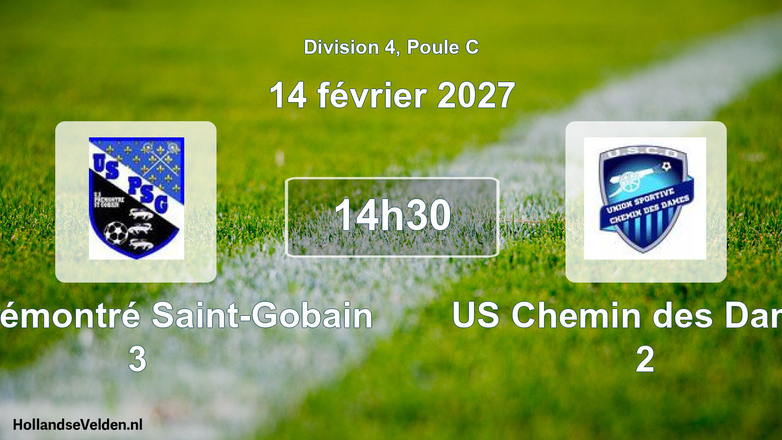 Match programmé: US Prémontré Saint-Gobain 3 - US Chemin des Dames 2 (14 février 2027)