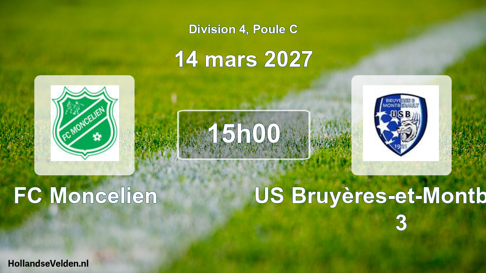 Match programmé: FC Moncelien - US Bruyères-et-Montbérault 3 (14 mars 2027)
