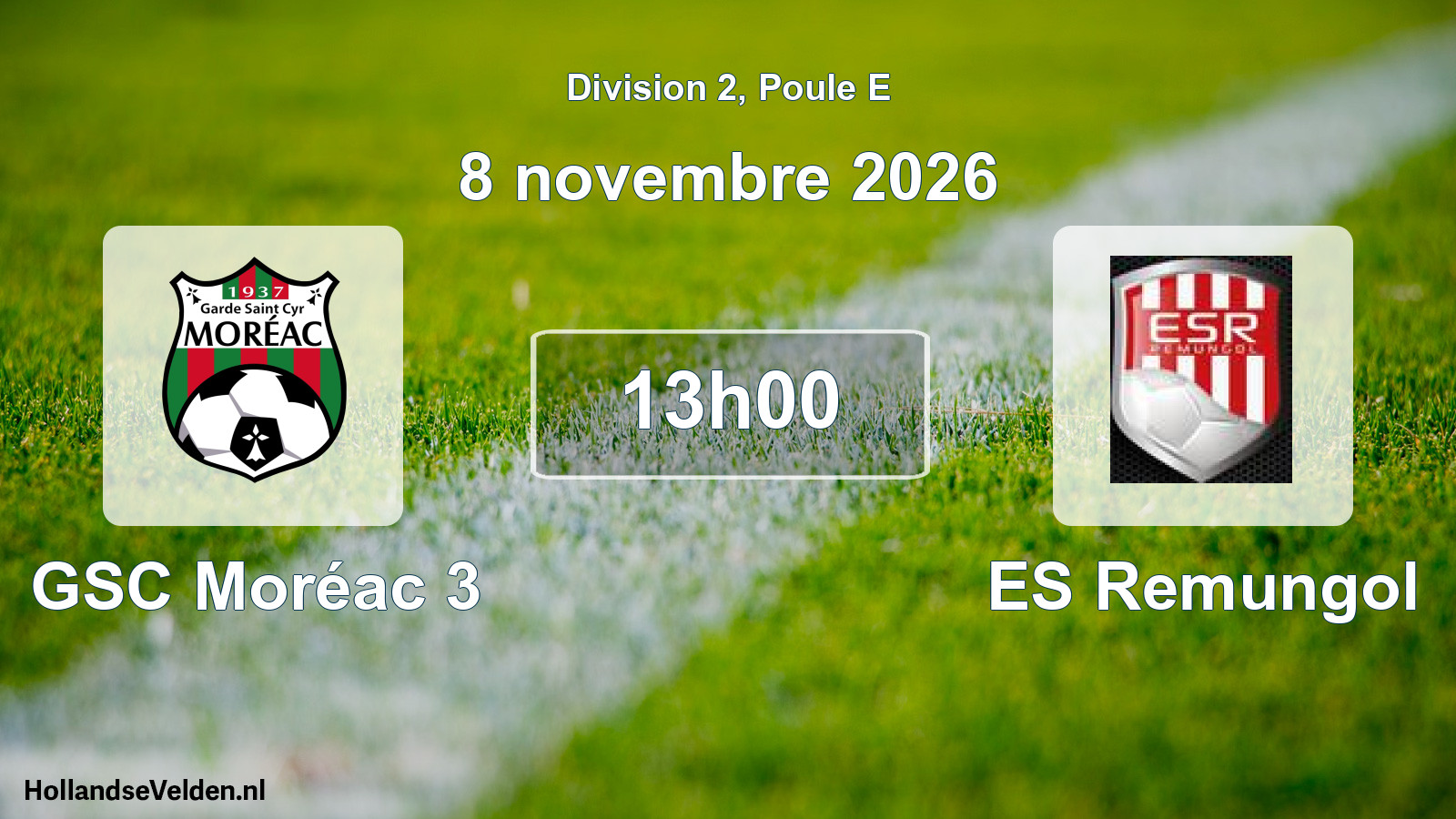 Match programmé: GSC Moréac 3 - ES Remungol (8 novembre 2026)