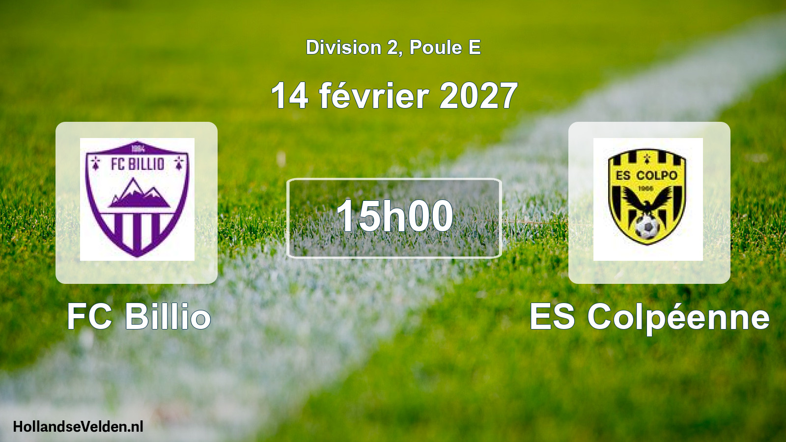 Match programmé: FC Billio - ES Colpéenne (14 février 2027)