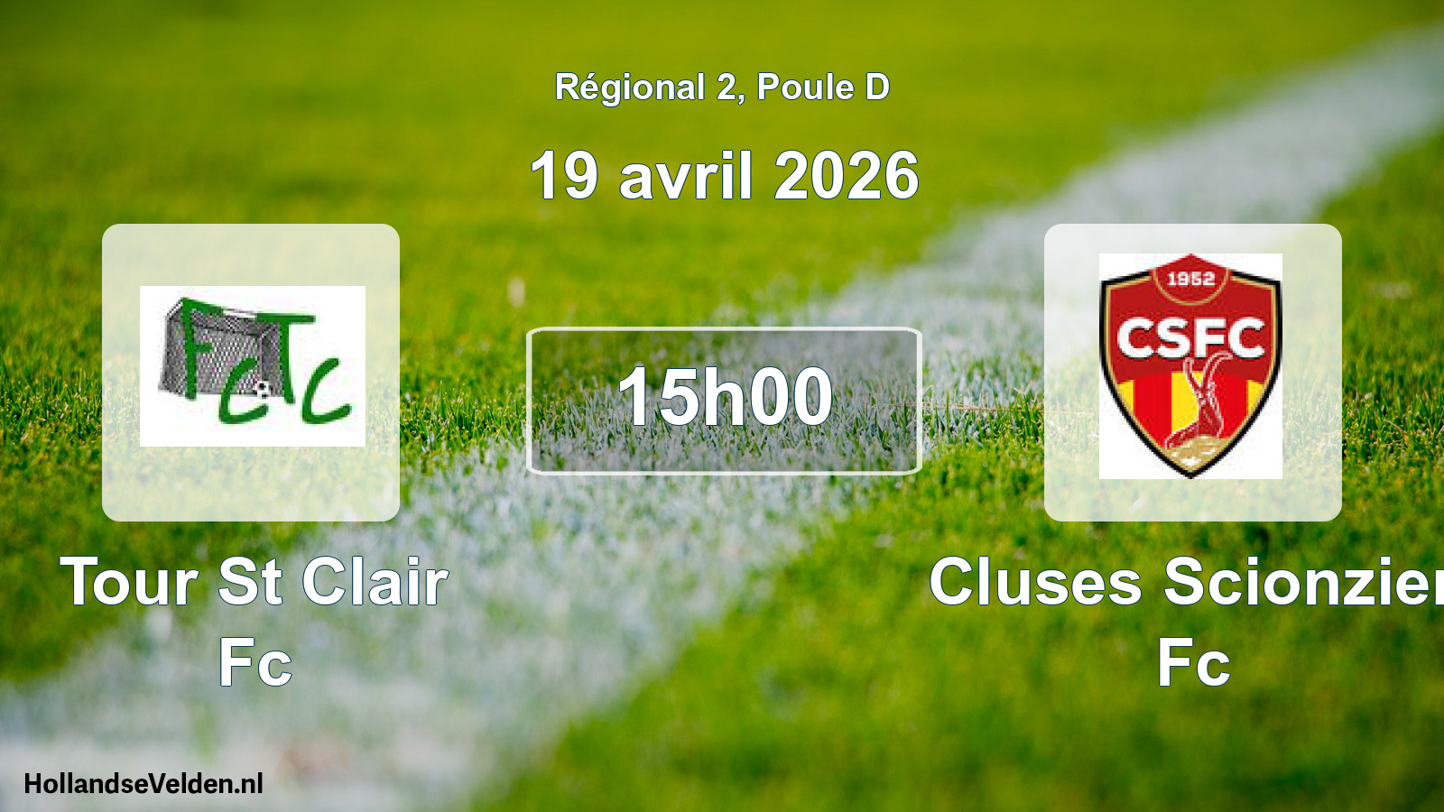 Geplande wedstrijd: Tour St Clair Fc - Cluses Scionzier Fc (19 april 2026)