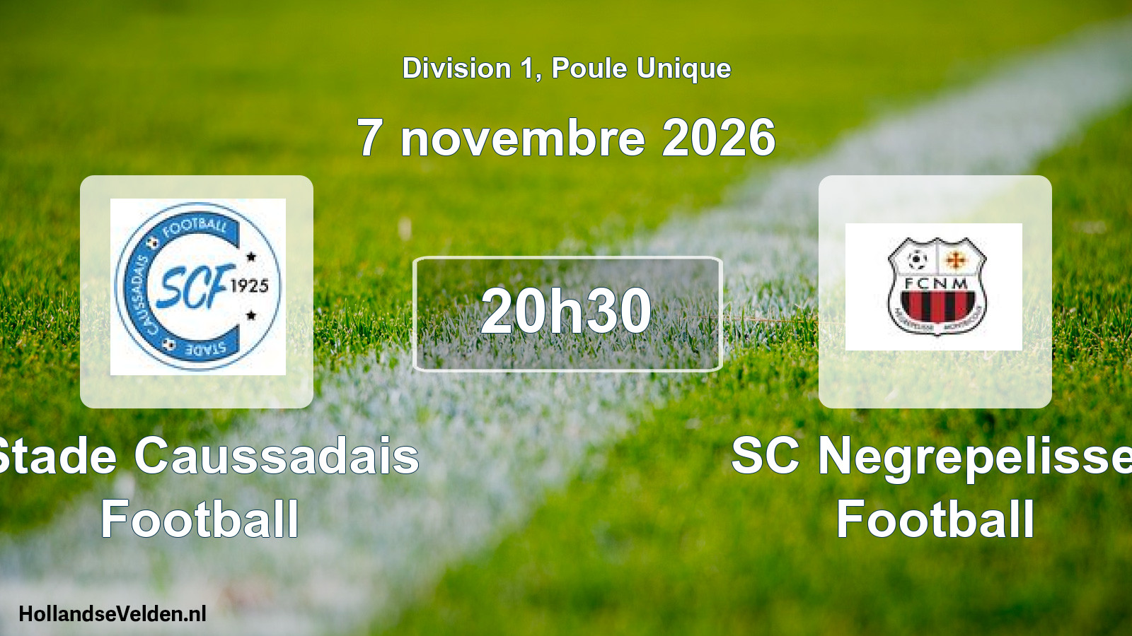 Match programmé: Stade Caussadais Football - SC Negrepelisse Football (7 novembre 2026)