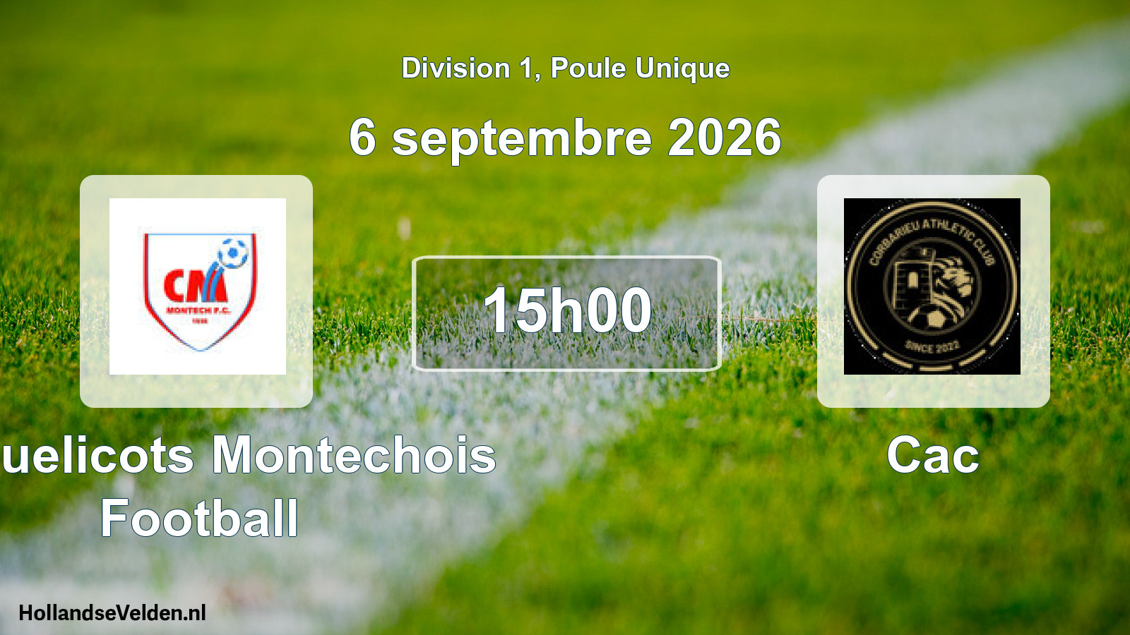 Match programmé: Coquelicots Montechois Football - Cac (6 septembre 2026)