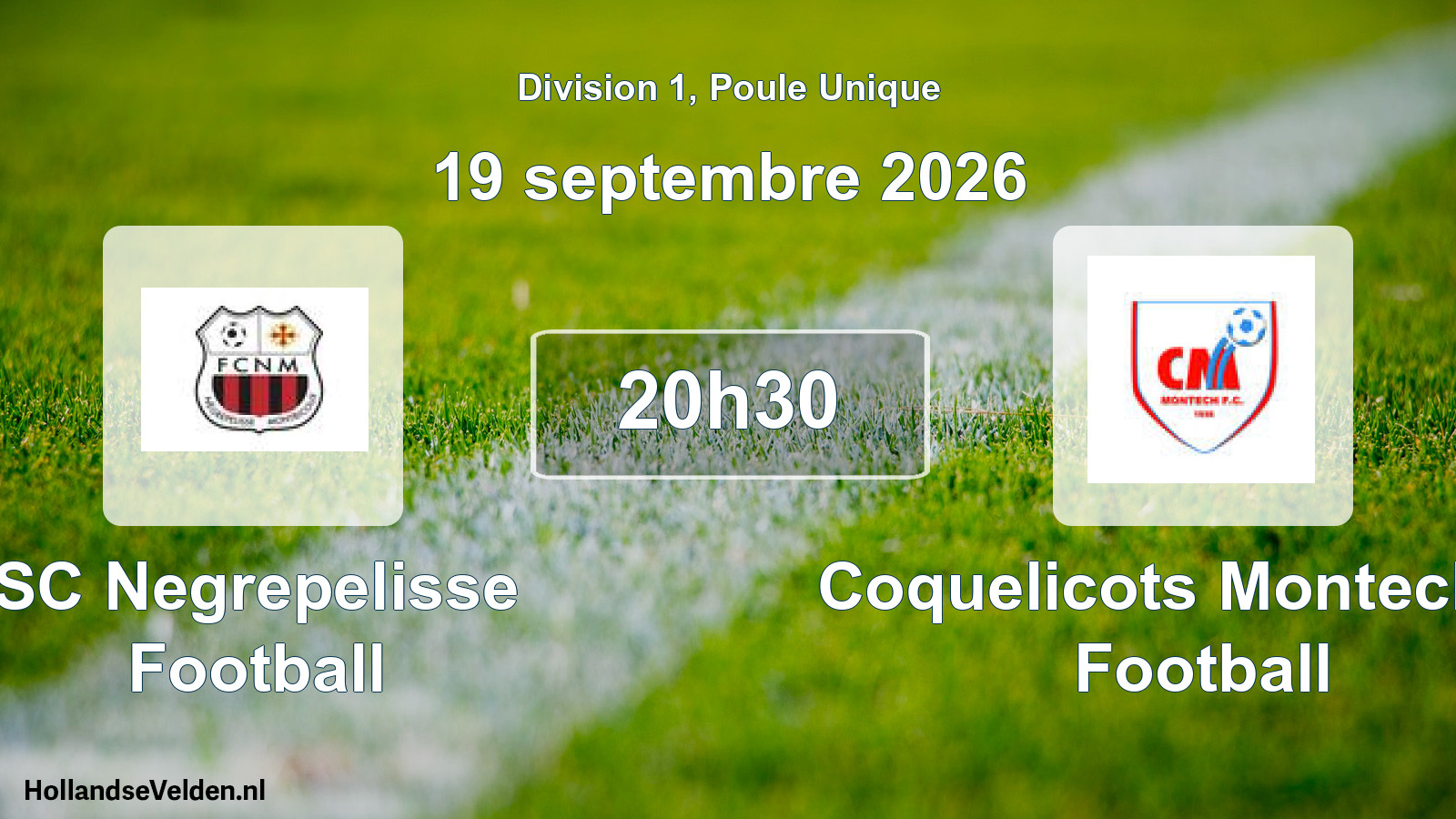 Match programmé: SC Negrepelisse Football - Coquelicots Montechois Football (19 septembre 2026)