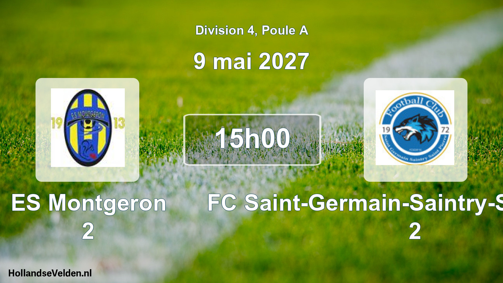 Match programmé: ES Montgeron 2 - FC Saint-Germain-Saintry-Saint-Pierre 2 (9 mai 2027)