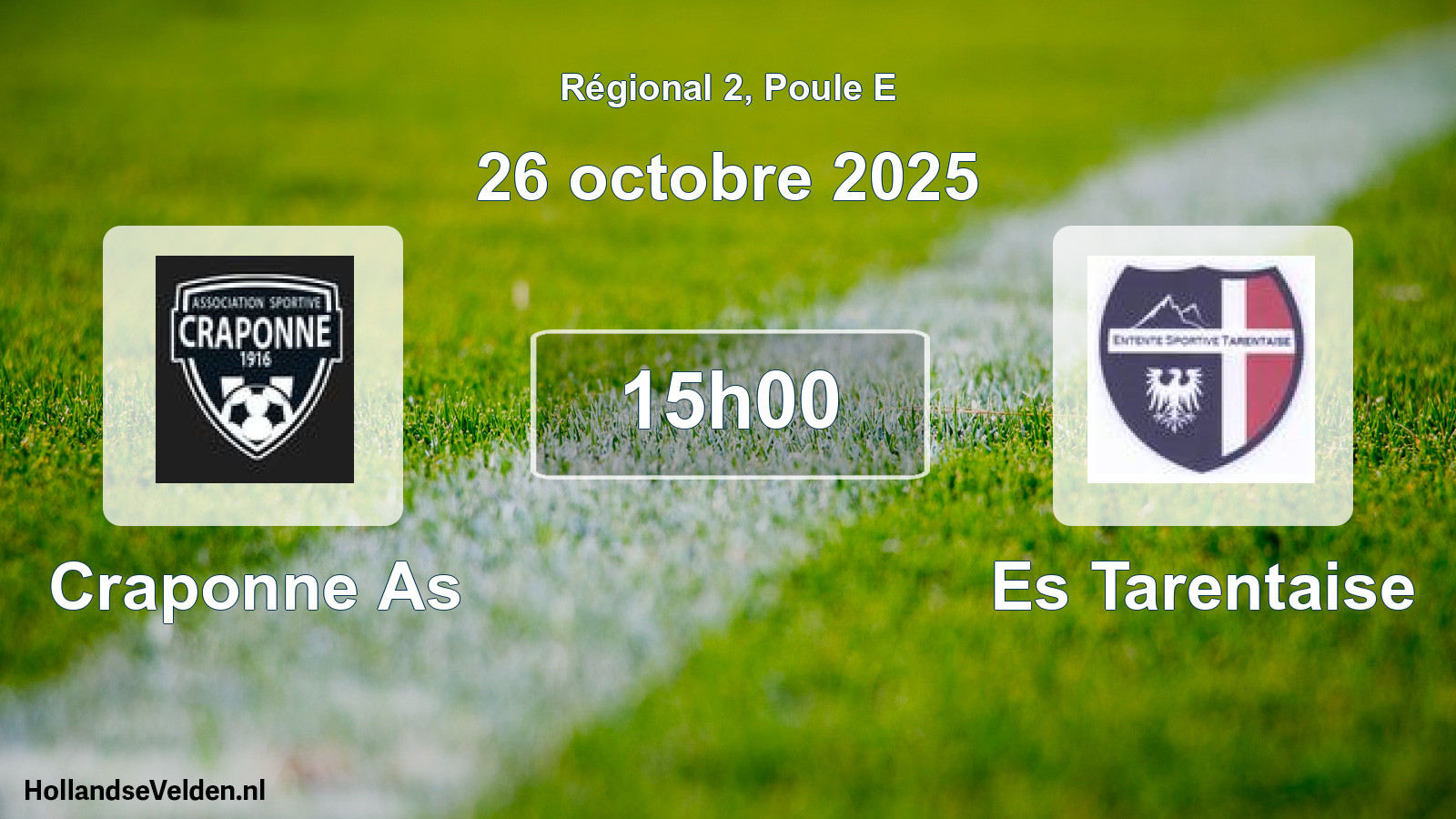 Geplande wedstrijd: Craponne As - Es Tarentaise (26 octobre 2025)