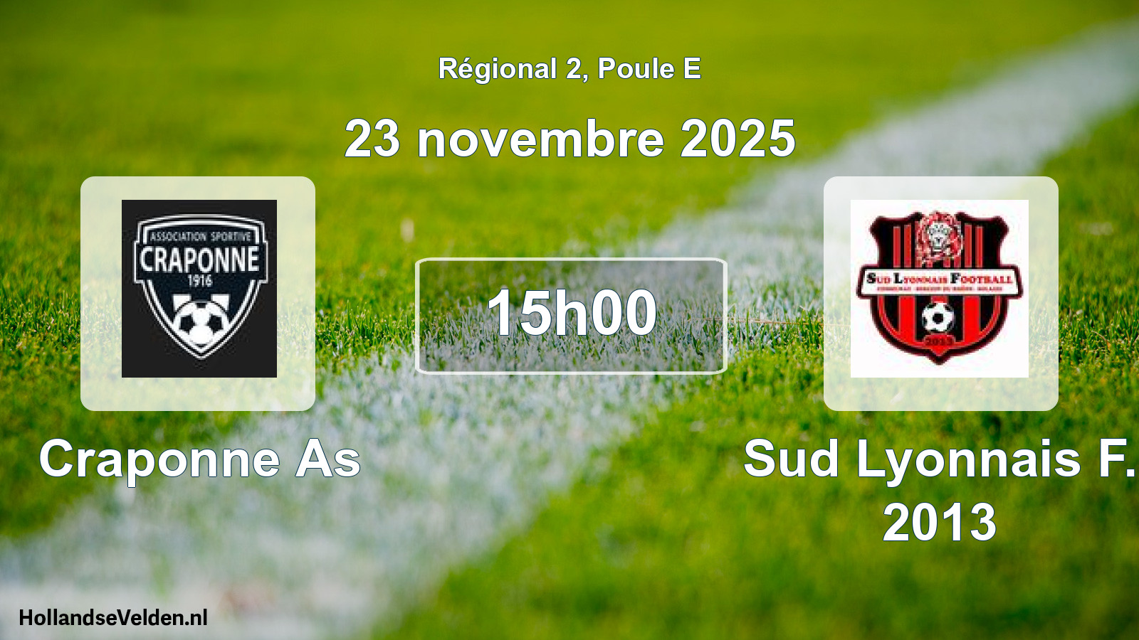 Geplande wedstrijd: Craponne As - Sud Lyonnais F. 2013 (23 novembre 2025)