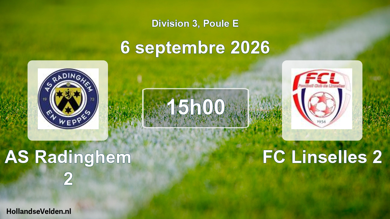 Match programmé: AS Radinghem 2 - FC Linselles 2 (6 septembre 2026)