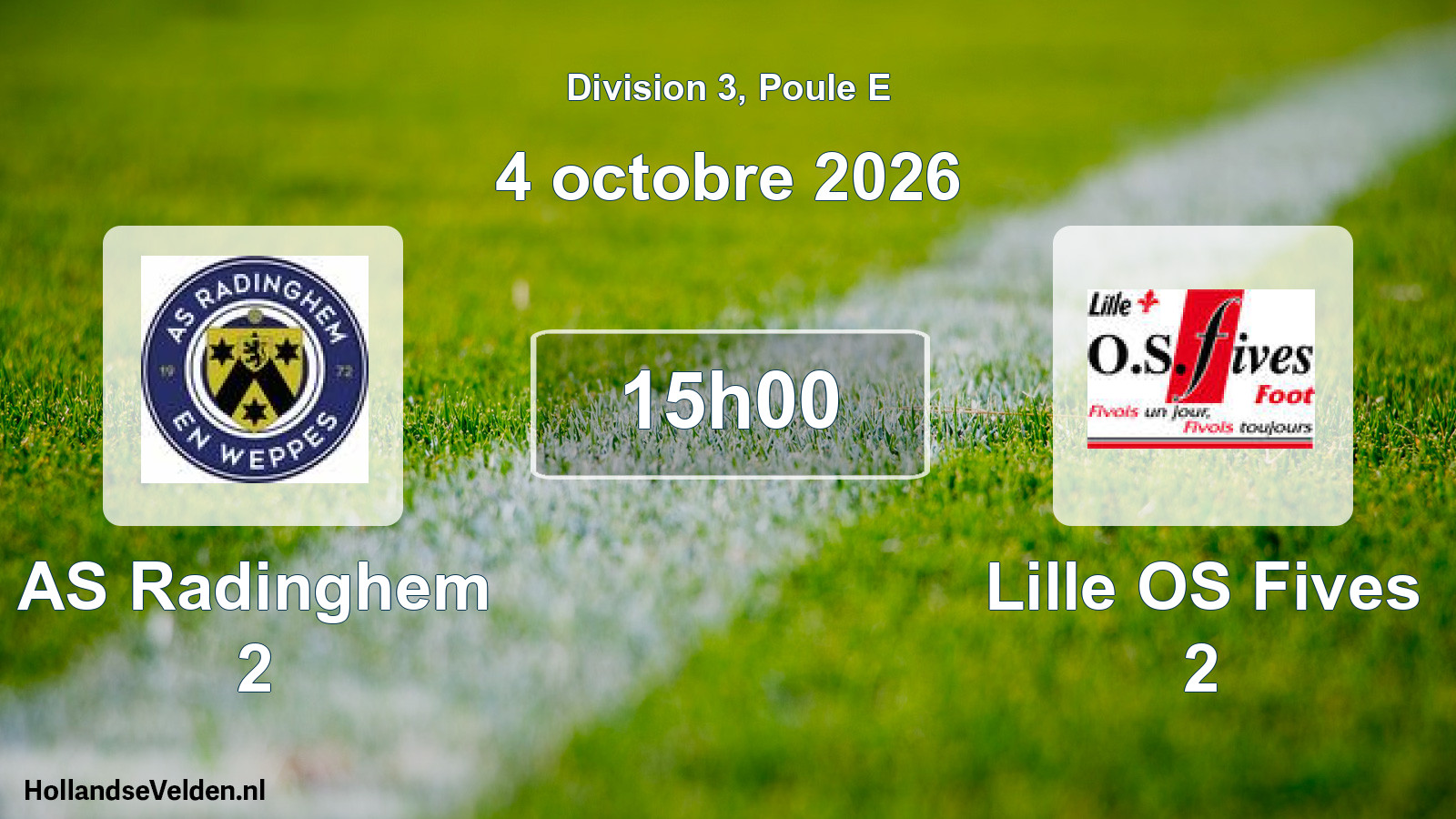 Match programmé: AS Radinghem 2 - Lille OS Fives 2 (4 octobre 2026)