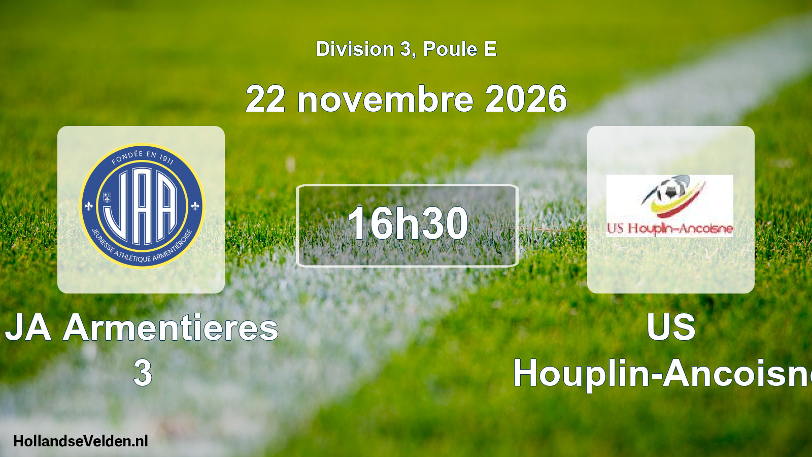 Match programmé: JA Armentieres 3 - US Houplin-Ancoisne (22 novembre 2026)