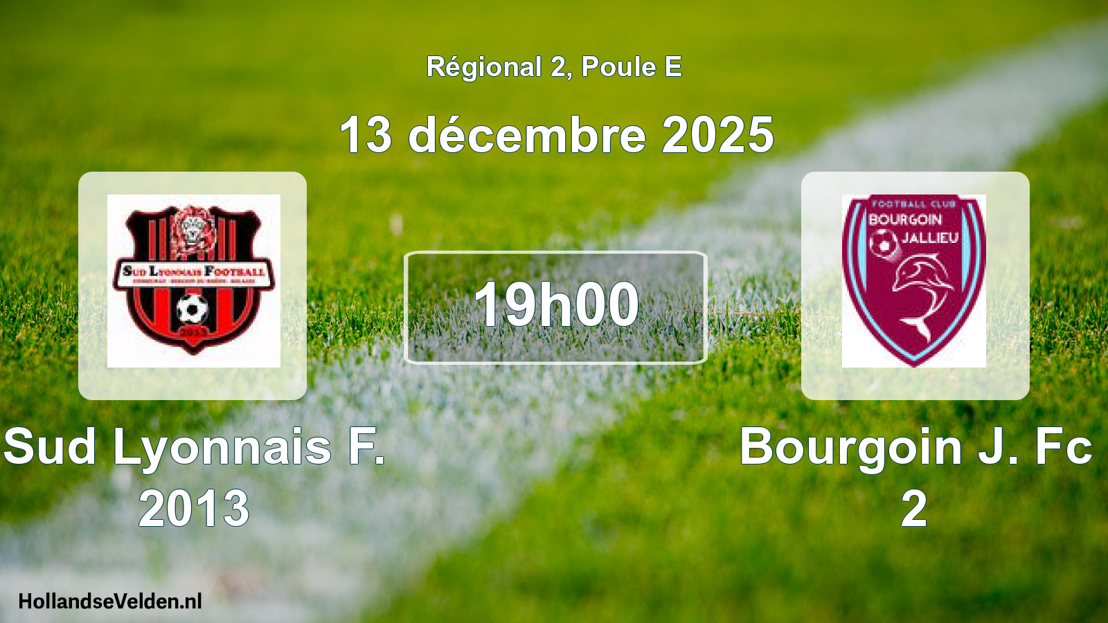 Scheduled Match: Sud Lyonnais F. 2013 - Bourgoin J. Fc 2 (13 December 2025)