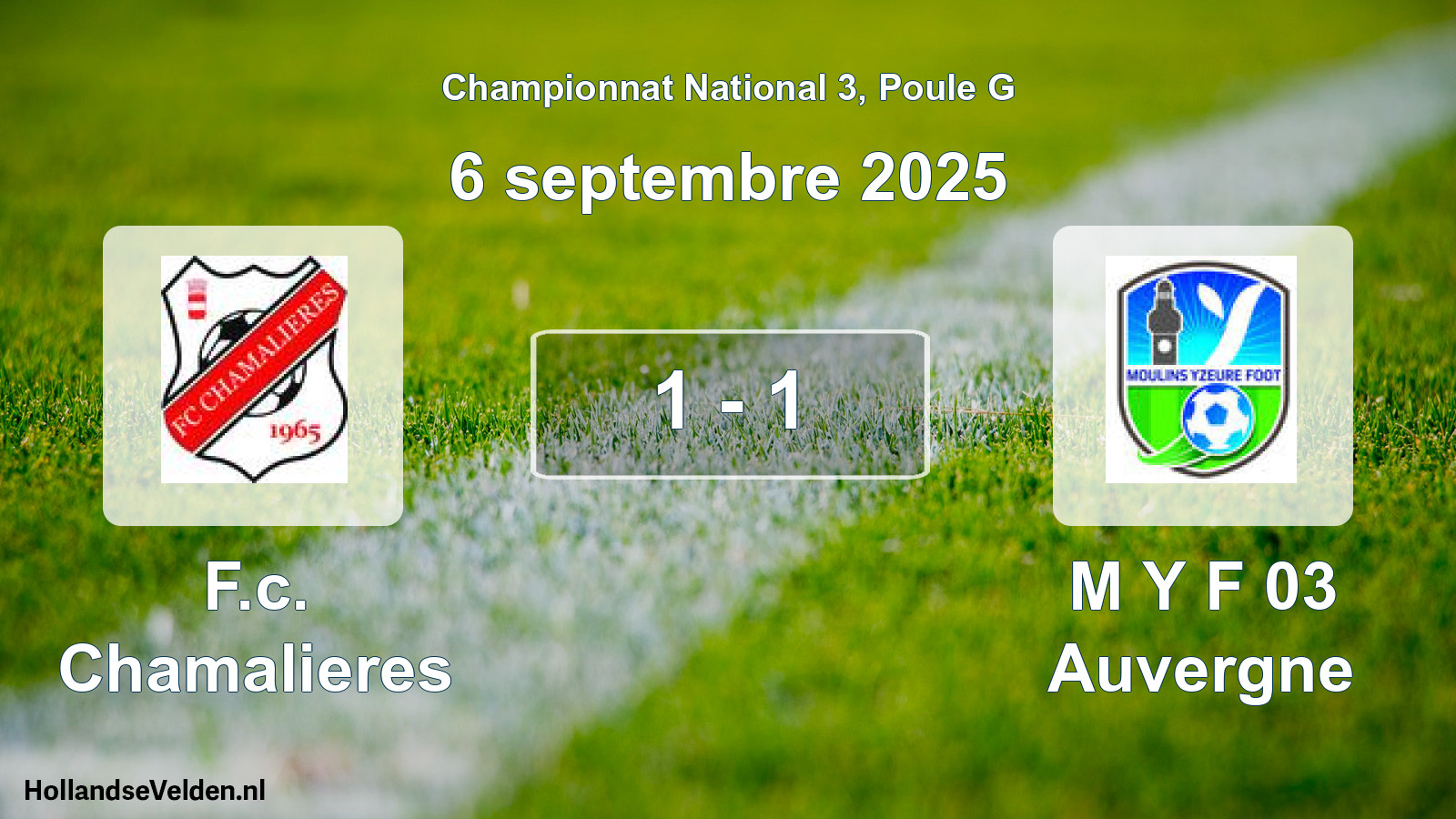 Total number of matches played: F.c. Chamalieres - M Y F 03 Auvergne 1 - 1 (6 September 2025)
