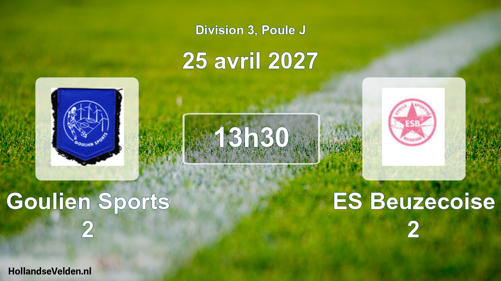 Geplande wedstrijd: Goulien Sports 2 - ES Beuzecoise 2 (25 april 2027)