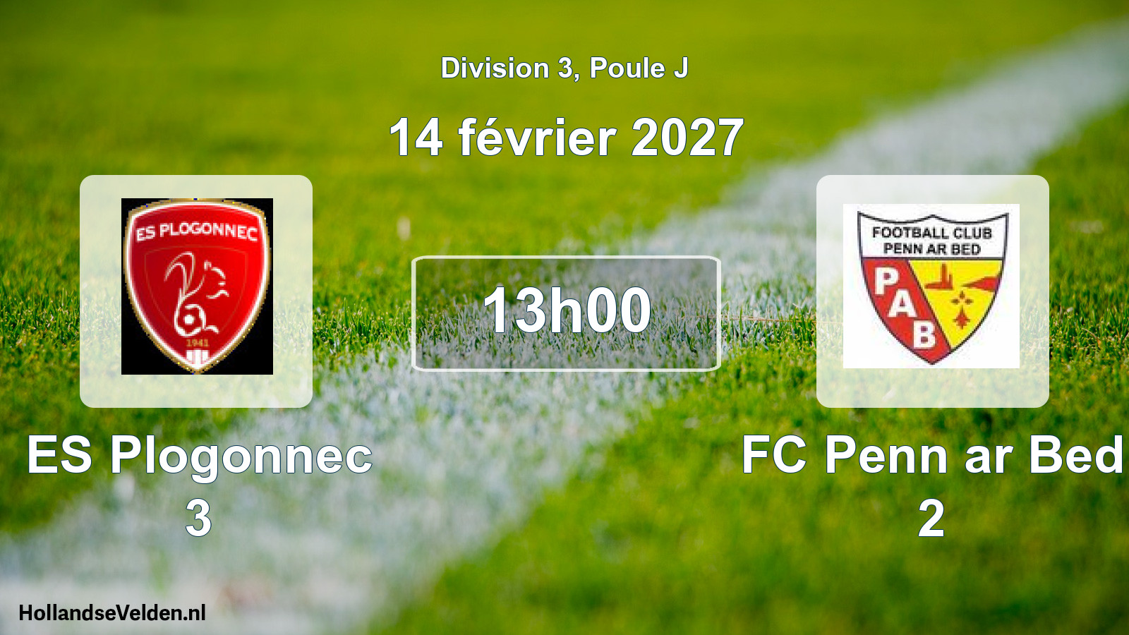 Geplande wedstrijd: ES Plogonnec 3 - FC Penn ar Bed 2 (14 februari 2027)