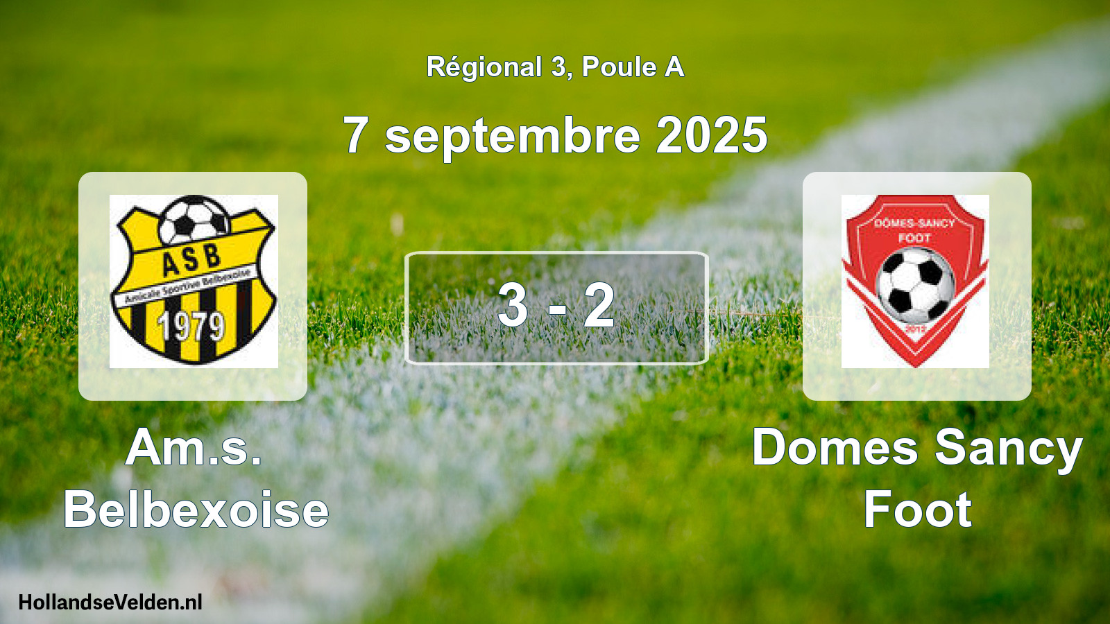 Gespeelde wedstrijd: Am.s. Belbexoise - Domes Sancy Foot 3 - 2 (7 september 2025)
