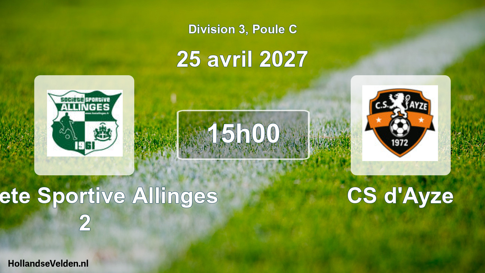 Match programmé: Societe Sportive Allinges 2 - CS d'Ayze (25 avril 2027)