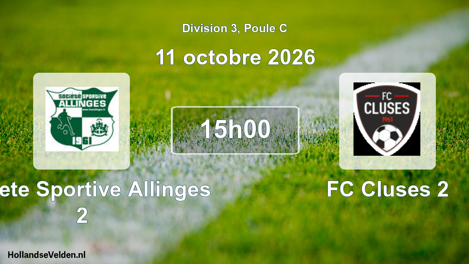 Match programmé: Societe Sportive Allinges 2 - FC Cluses 2 (11 octobre 2026)