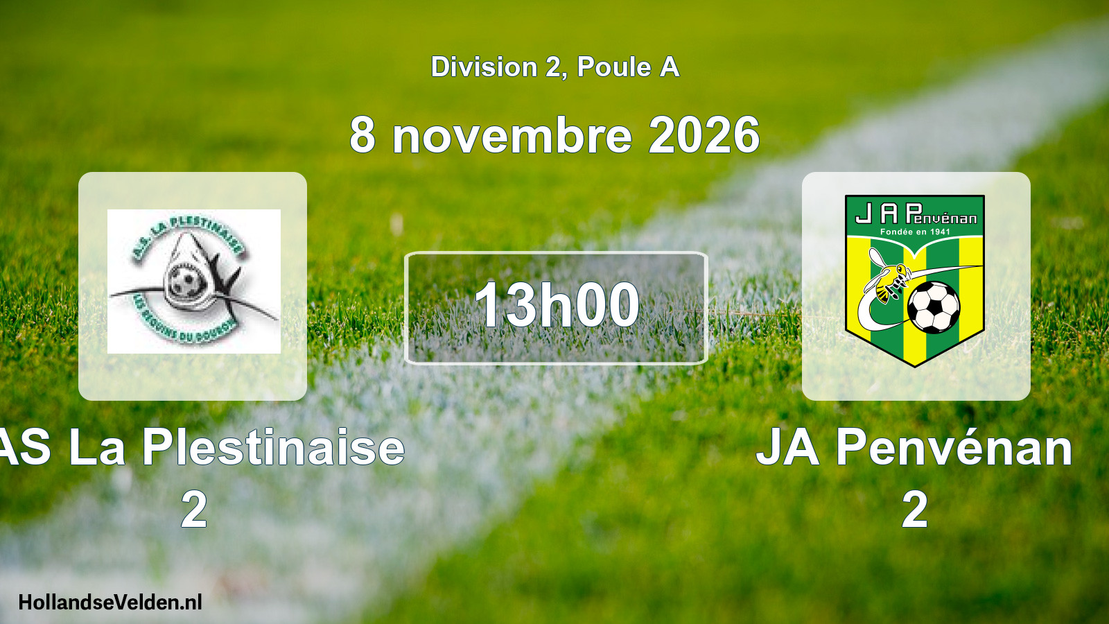 Match programmé: AS La Plestinaise 2 - JA Penvénan 2 (8 novembre 2026)