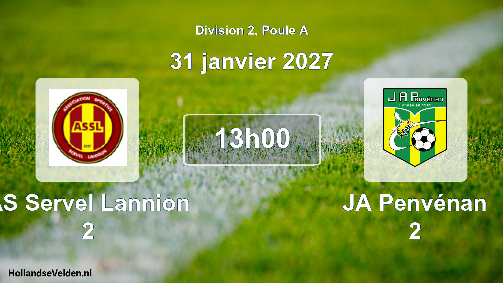 Match programmé: AS Servel Lannion 2 - JA Penvénan 2 (31 janvier 2027)