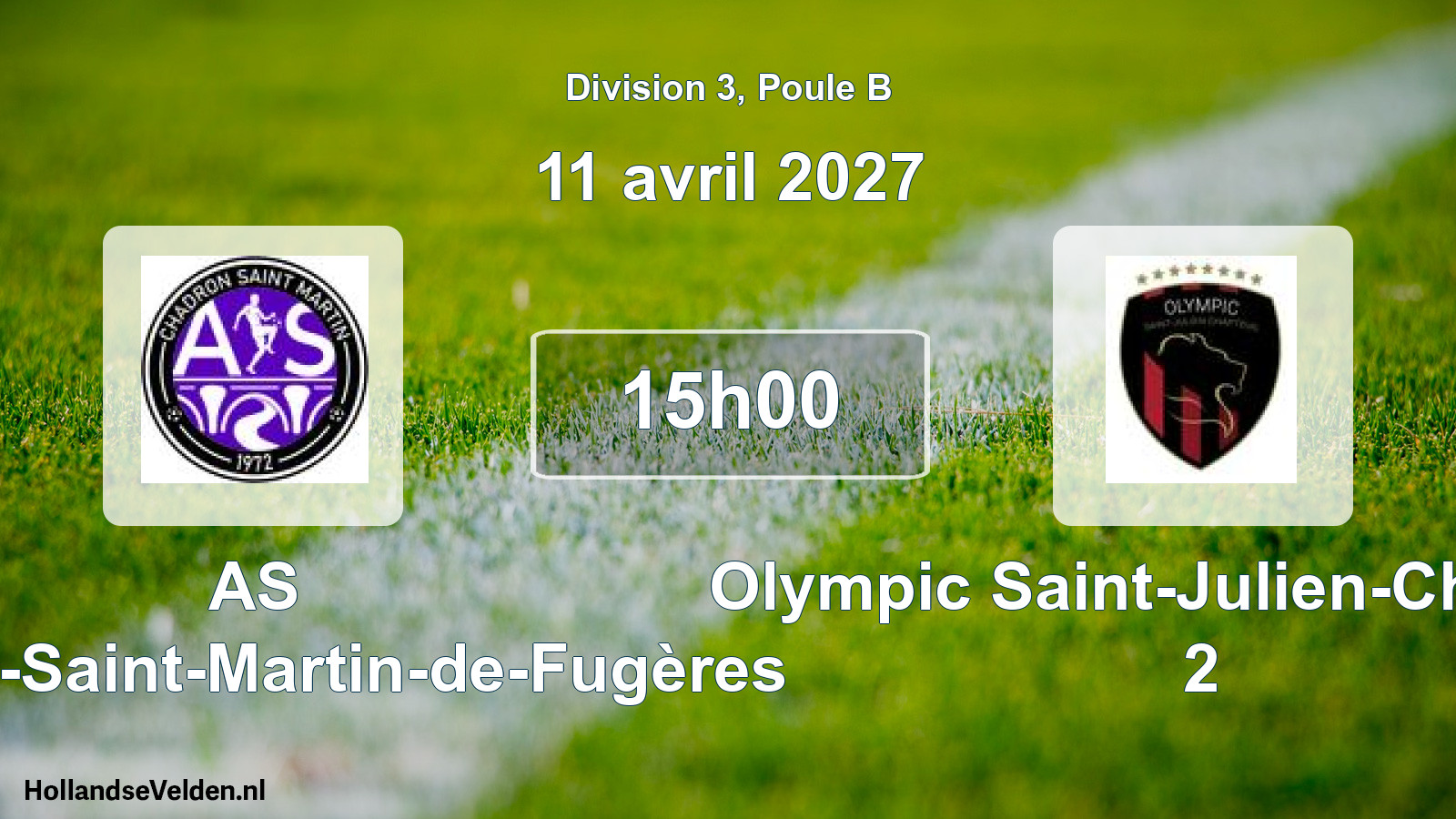 Scheduled Match: AS Chadron-Saint-Martin-de-Fugères - Olympic Saint-Julien-Chapteuil 2 (11 April 2027)