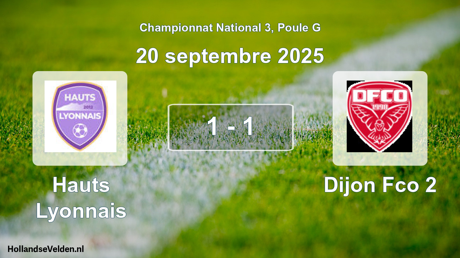 Gespeelde wedstrijd: Hauts Lyonnais - Dijon Fco 2 1 - 1 (20 septembre 2025)