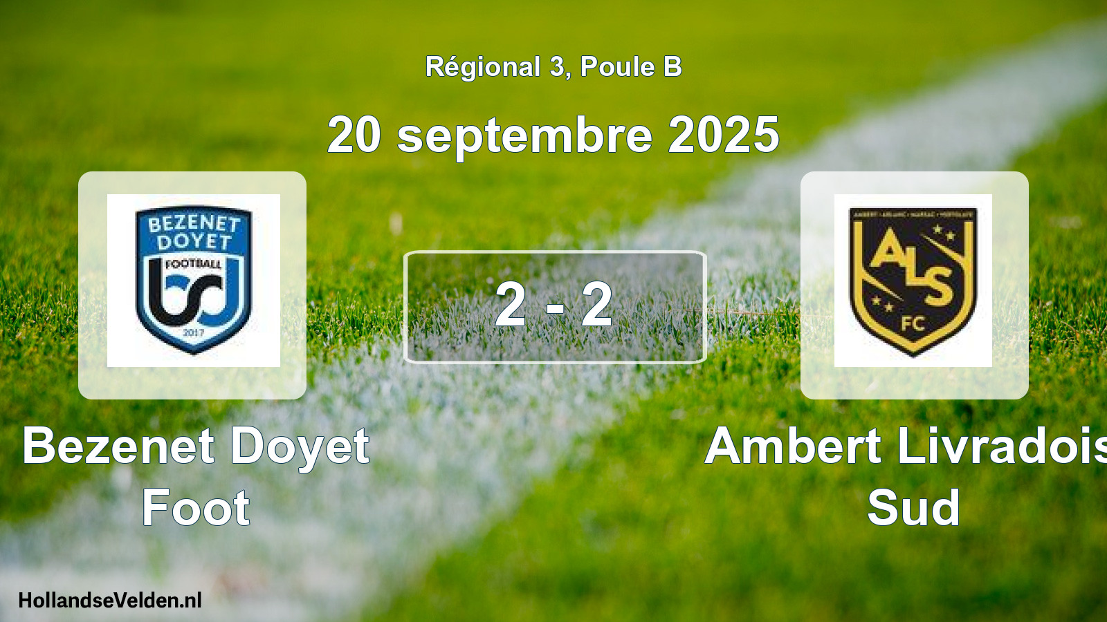 Total number of matches played: Bezenet Doyet Foot - Ambert Livradois Sud 2 - 2 (20 September 2025)