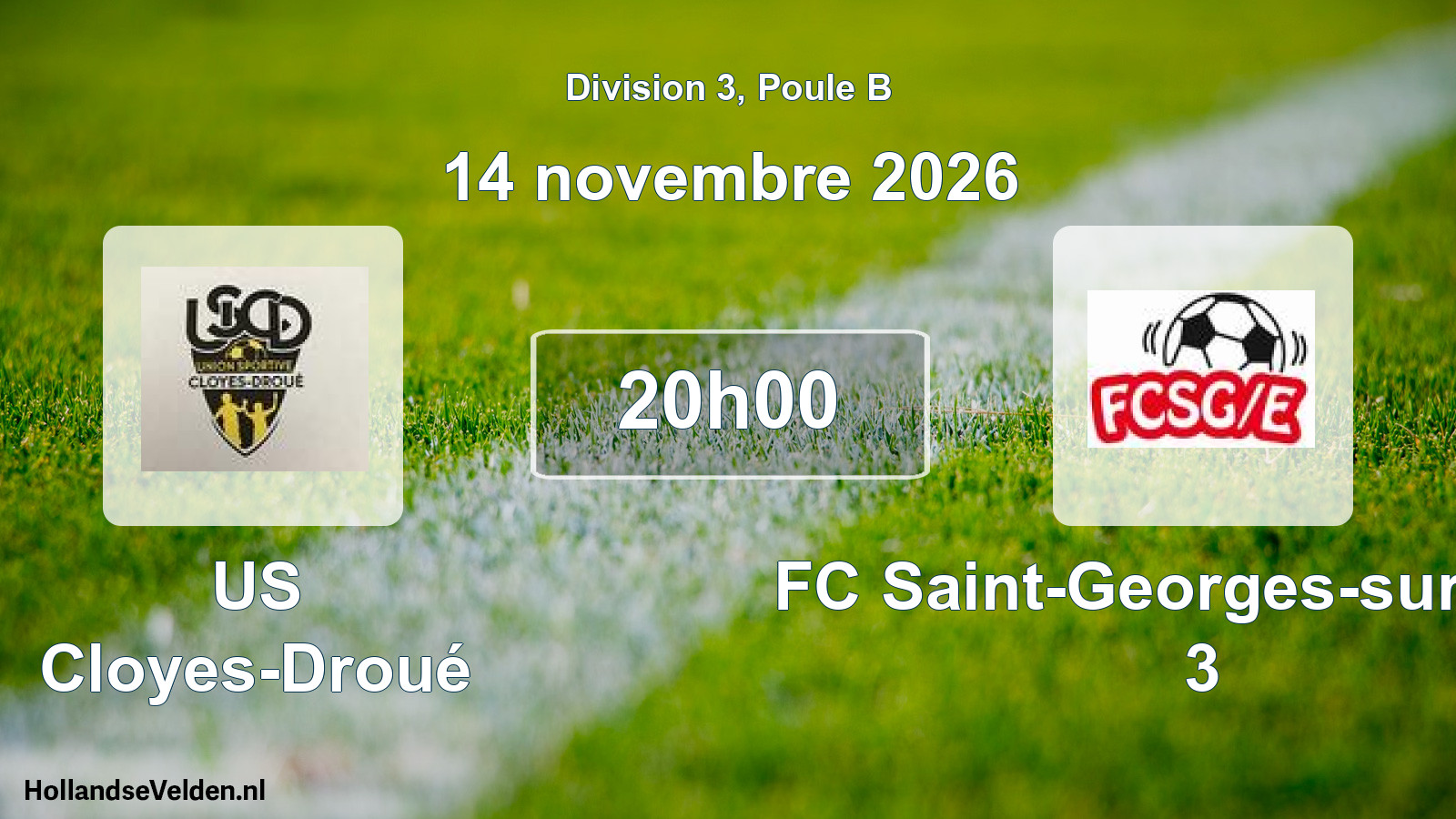 Match programmé: US Cloyes-Droué - FC Saint-Georges-sur-Eure 3 (14 novembre 2026)