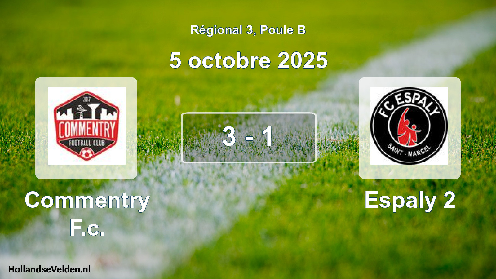 Gespeelde wedstrijd: Commentry F.c. - Espaly 2 3 - 1 (5 octobre 2025)