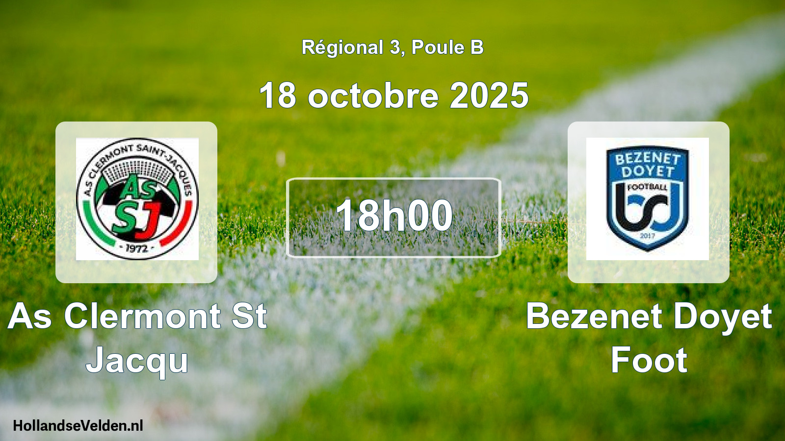 Geplande wedstrijd: As Clermont St Jacqu - Bezenet Doyet Foot (18 octobre 2025)