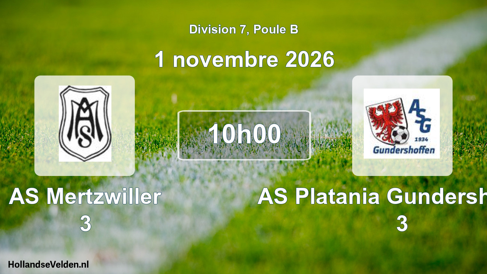Match programmé: AS Mertzwiller 3 - AS Platania Gundershoffen 3 (1 novembre 2026)