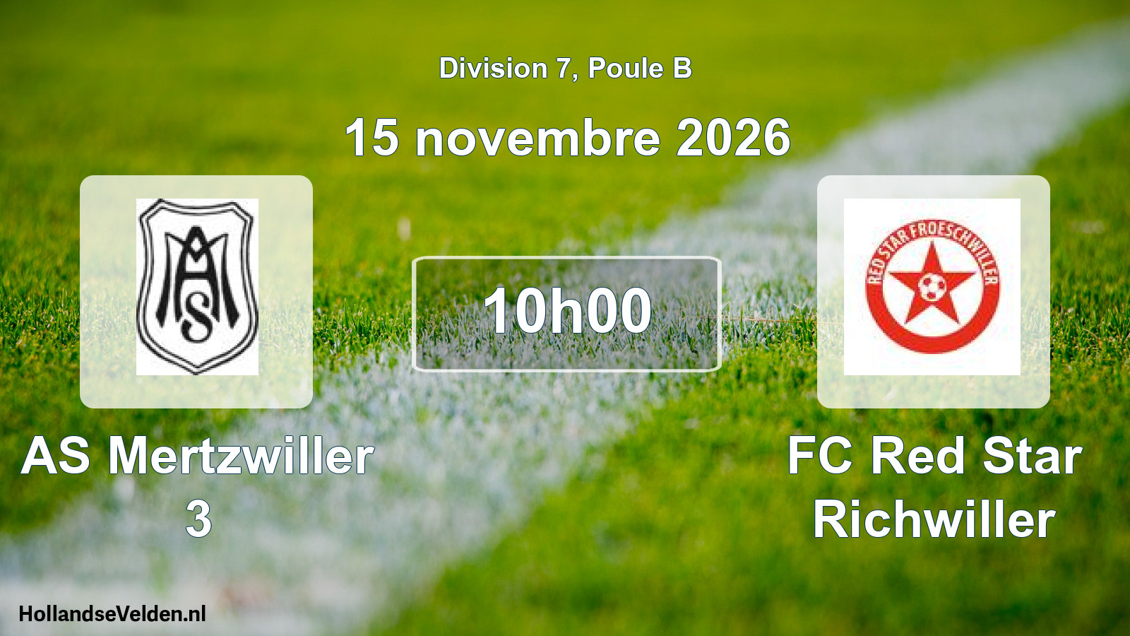 Match programmé: AS Mertzwiller 3 - FC Red Star Richwiller (15 novembre 2026)