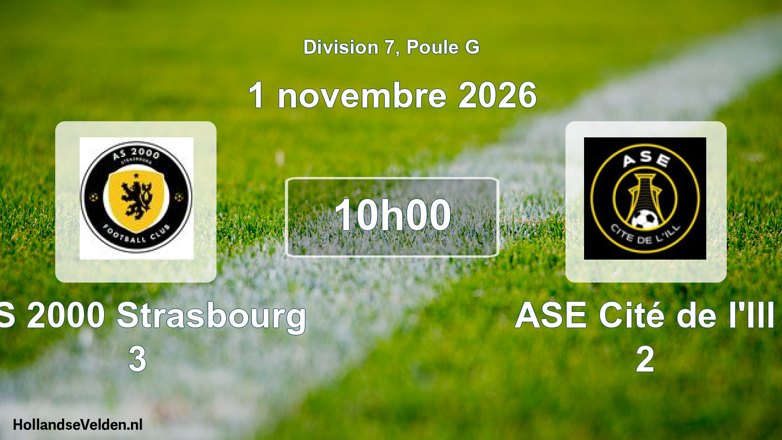 Match programmé: AS 2000 Strasbourg 3 - ASE Cité de l'Ill 2 (1 novembre 2026)