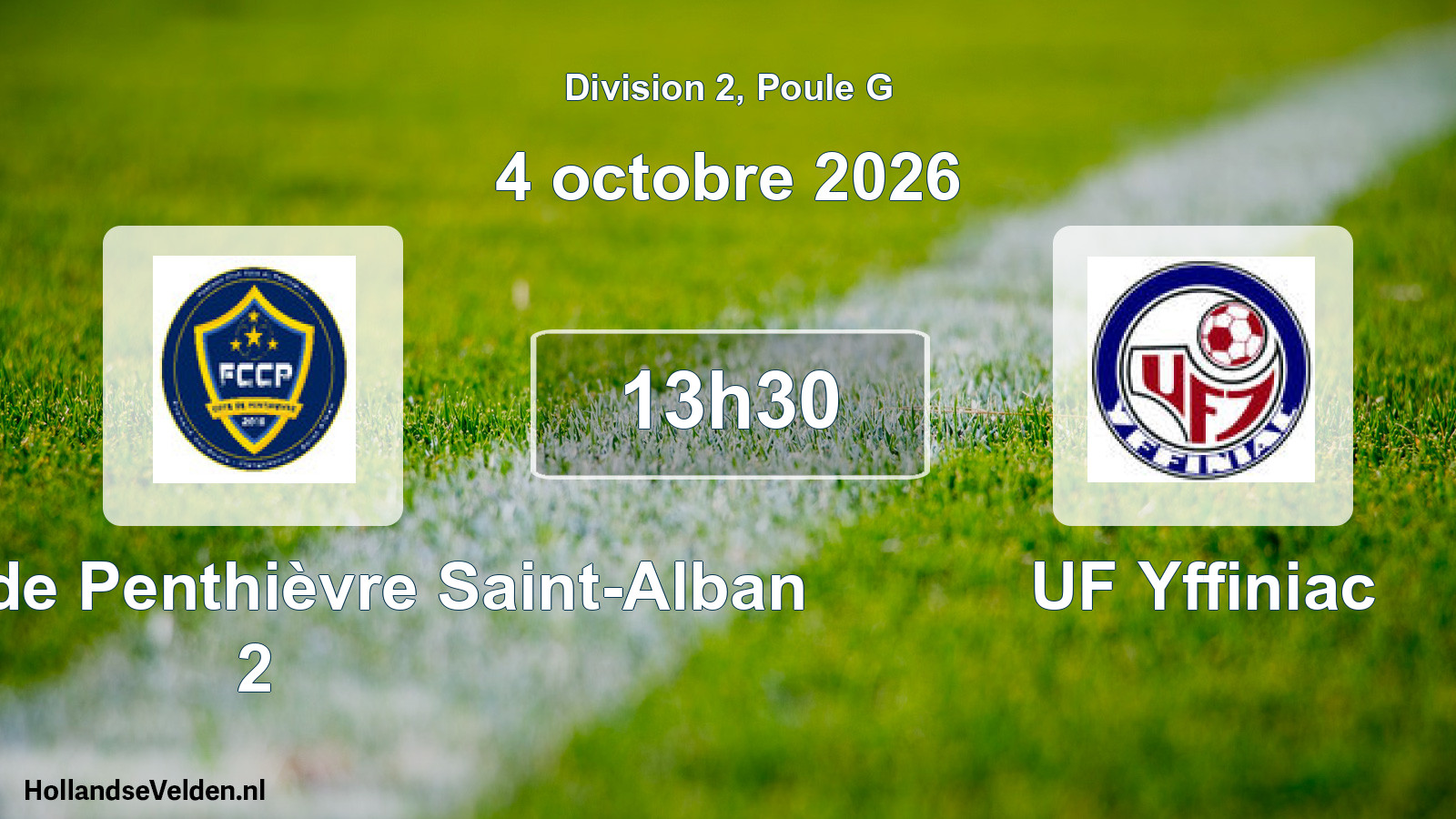Match programmé: FC Côte de Penthièvre Saint-Alban 2 - UF Yffiniac (4 octobre 2026)