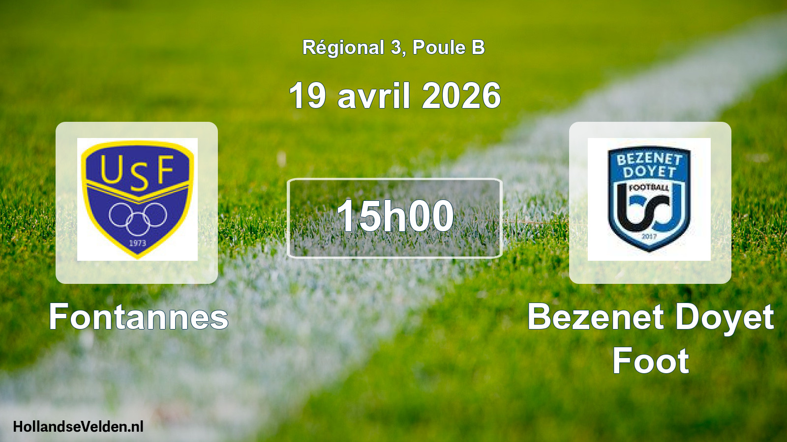 Geplande wedstrijd: Fontannes - Bezenet Doyet Foot (19 april 2026)