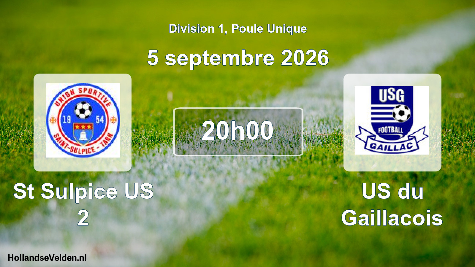 Match programmé: St Sulpice US 2 - US du Gaillacois (5 septembre 2026)