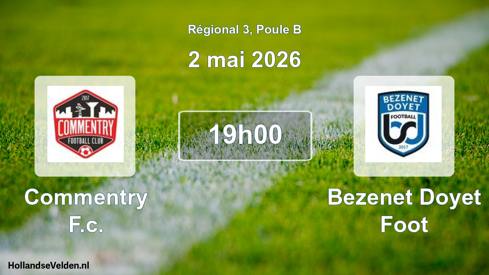 Geplande wedstrijd: Commentry F.c. - Bezenet Doyet Foot (2 mai 2026)