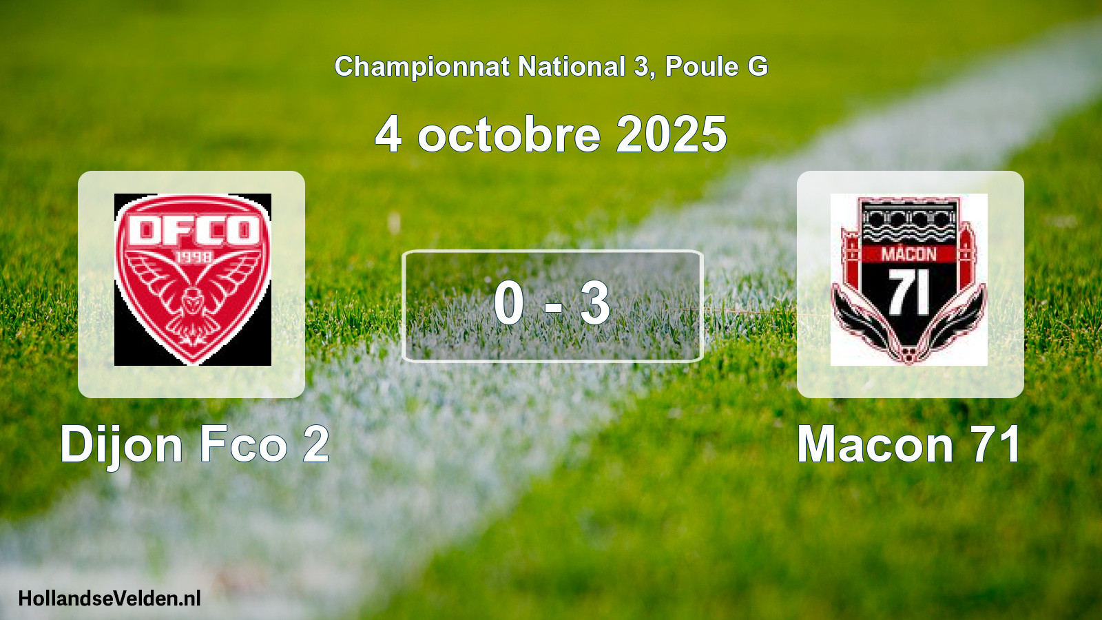 Gespeelde wedstrijd: Dijon Fco 2 - Macon 71 0 - 3 (4 octobre 2025)