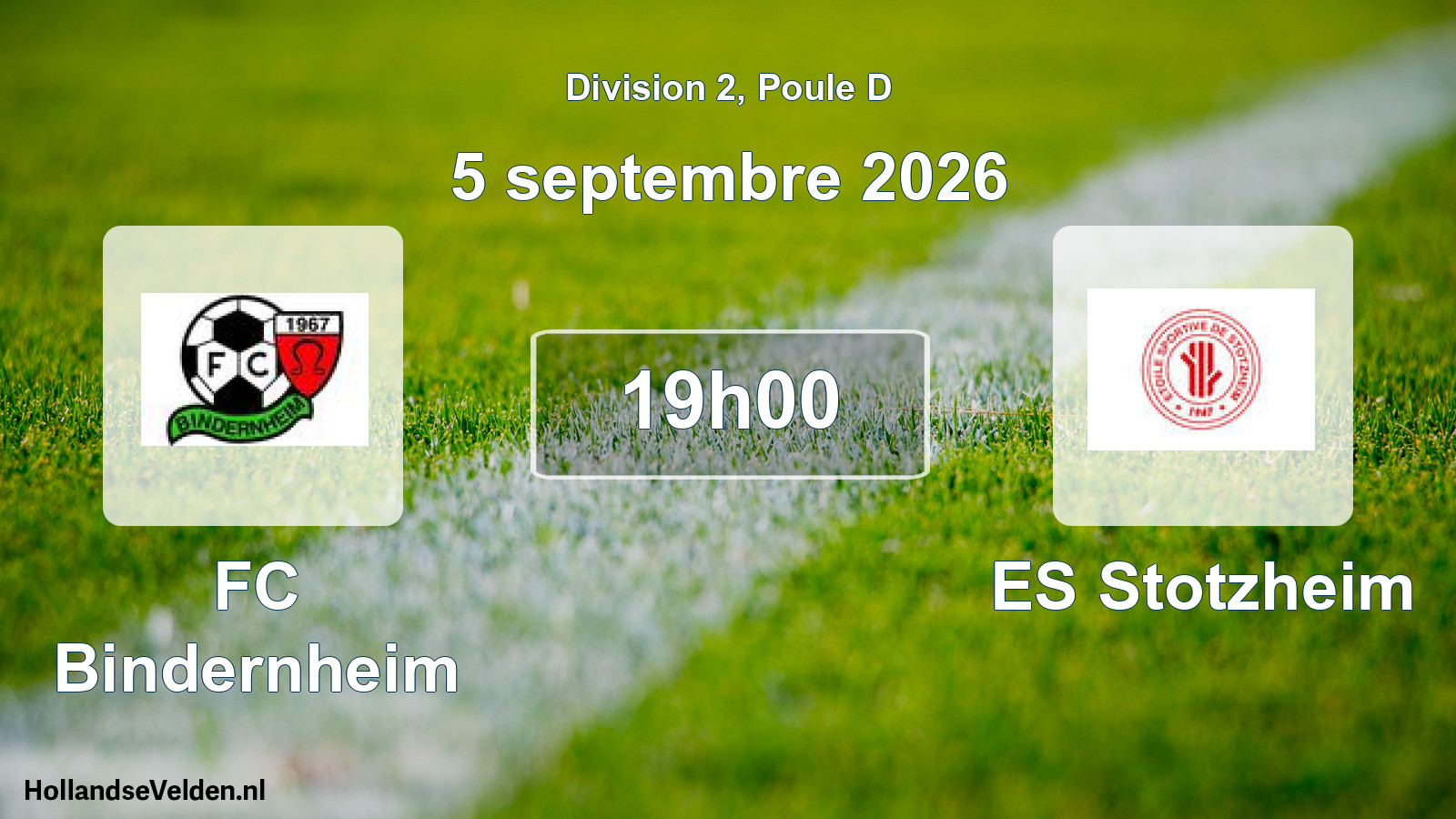 Match programmé: FC Bindernheim - ES Stotzheim (5 septembre 2026)