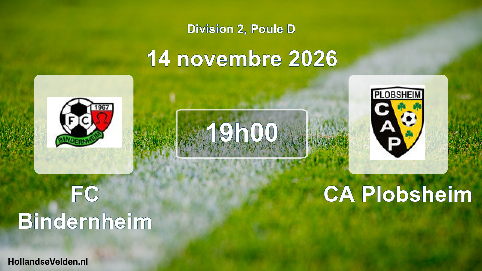 Match programmé: FC Bindernheim - CA Plobsheim (14 novembre 2026)