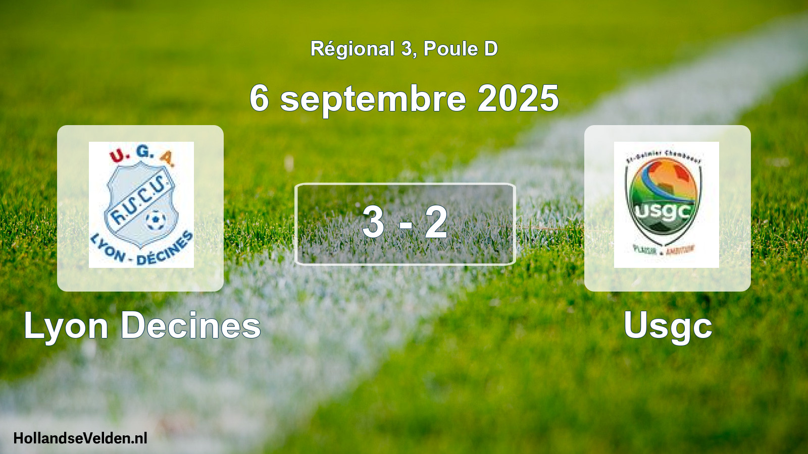 Gespeelde wedstrijd: Lyon Decines - Usgc 3 - 2 (6 september 2025)