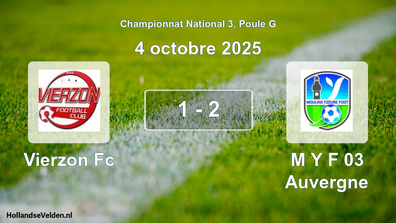 Gespeelde wedstrijd: Vierzon Fc - M Y F 03 Auvergne 1 - 2 (4 octobre 2025)