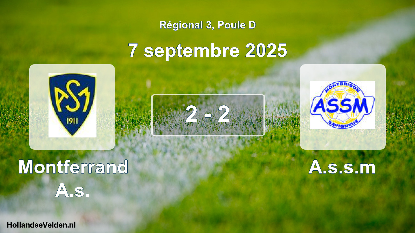 Gespeelde wedstrijd: Montferrand A.s. - A.s.s.m 2 - 2 (7 septembre 2025)
