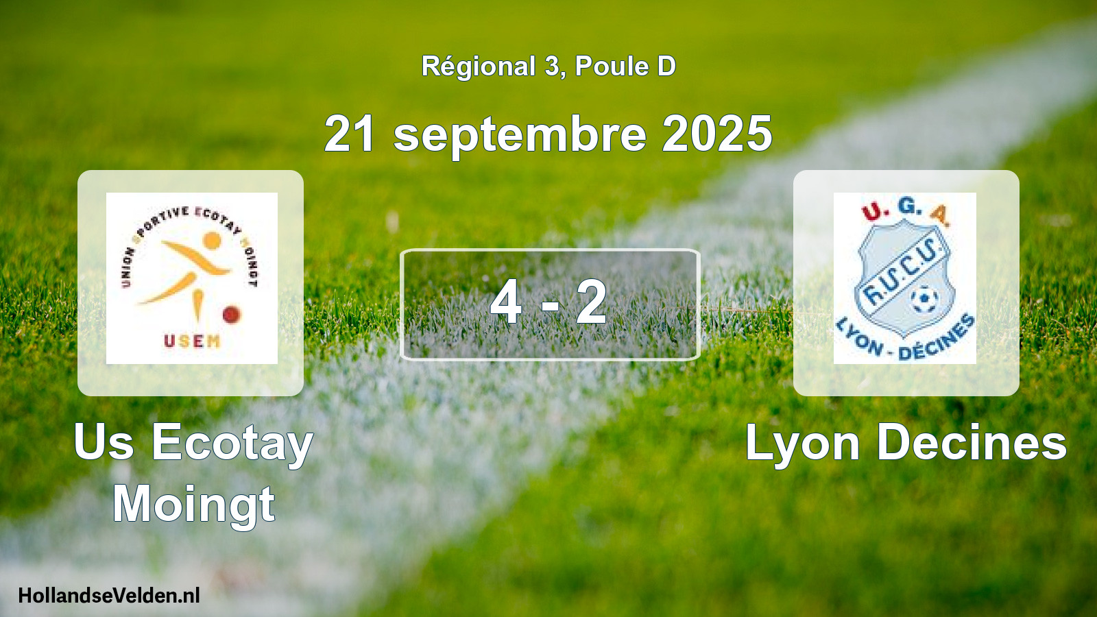Gespeelde wedstrijd: Us Ecotay Moingt - Lyon Decines 4 - 2 (21 septembre 2025)