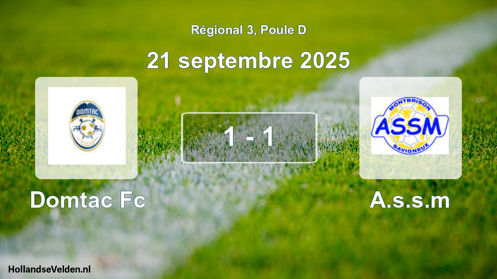 Gespeelde wedstrijd: Domtac Fc - A.s.s.m 1 - 1 (21 septembre 2025)