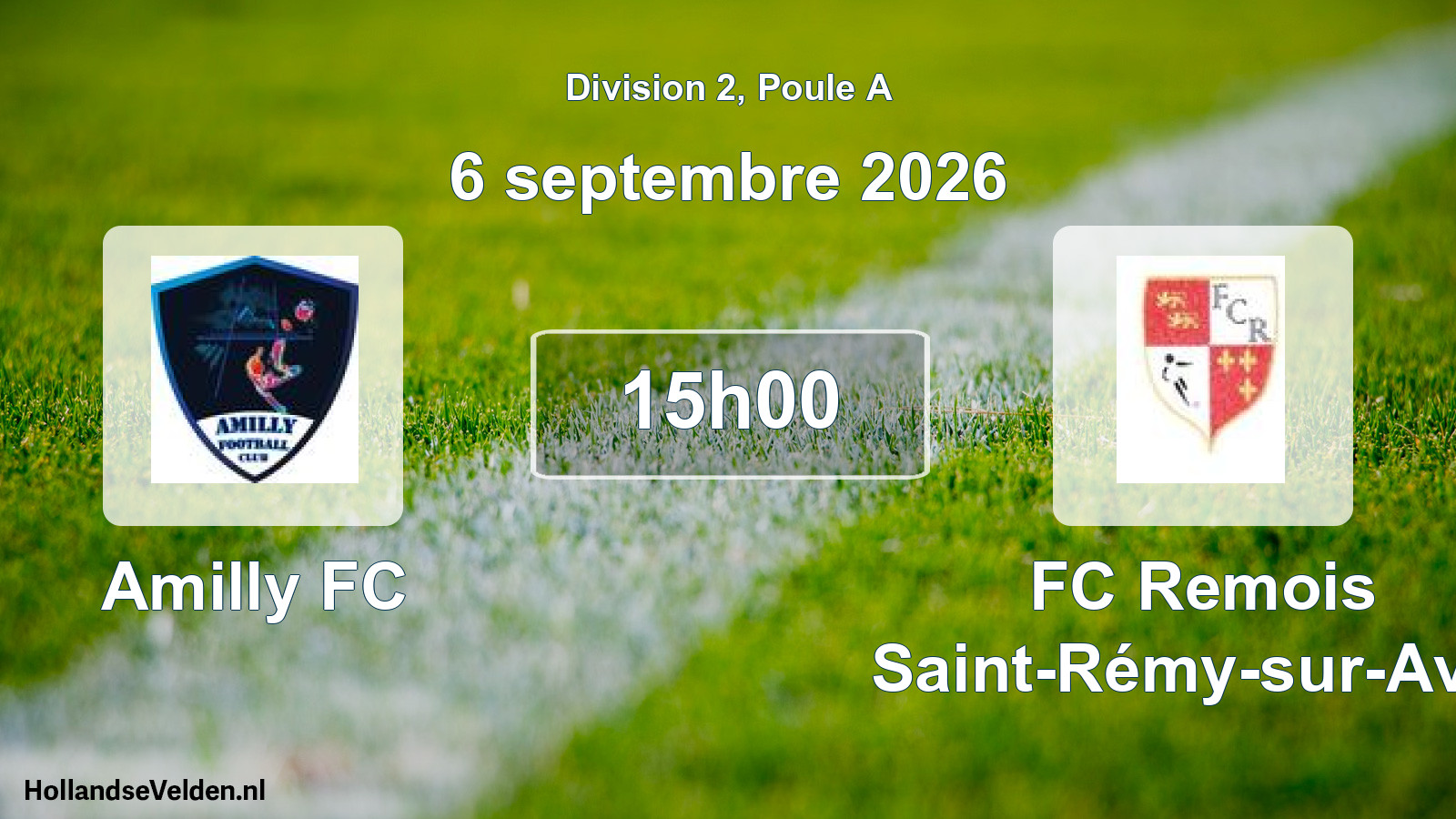 Match programmé: Amilly FC - FC Remois Saint-Rémy-sur-Avre (6 septembre 2026)