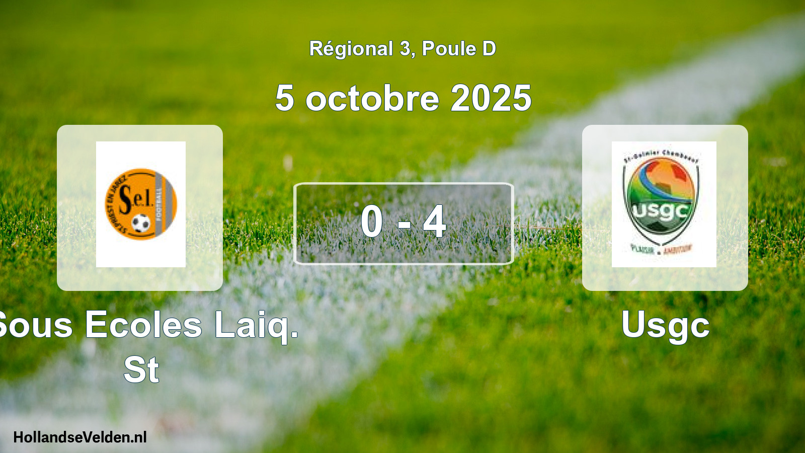 Gespeelde wedstrijd: Sous Ecoles Laiq. St - Usgc 0 - 4 (5 oktober 2025)