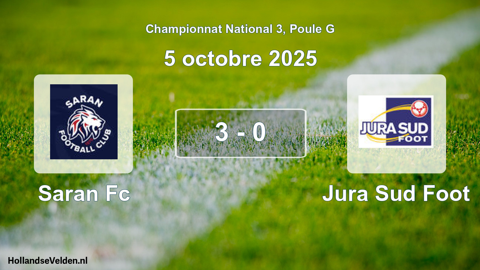 Total number of matches played: Saran Fc - Jura Sud Foot 3 - 0 (5 October 2025)