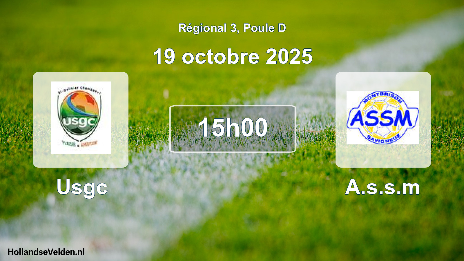 Geplande wedstrijd: Usgc - A.s.s.m (19 oktober 2025)